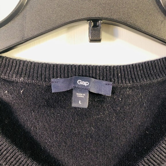 Men’s Gap Cashmere & Cotton Blend V-neck Dark Navy Blue Sweater Sz Large - Picture 6 of 10